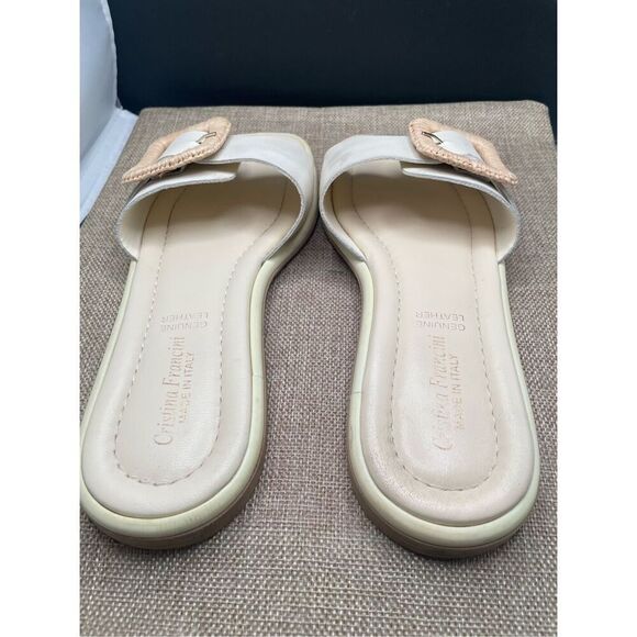 Cristina Francini Genuine Leather Sandals Cream Inez Buckle Size 8 Italian - Picture 4 of 11